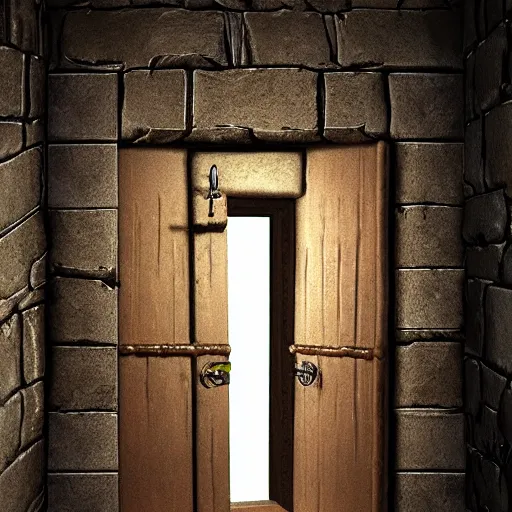 Image similar to secret door in a dungeon, d & d, photo