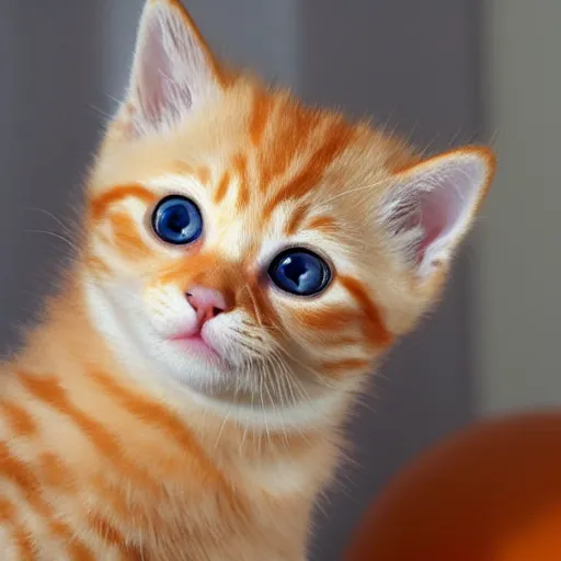 Image similar to surprised cute fluffy orange tabby kitten, big eyes