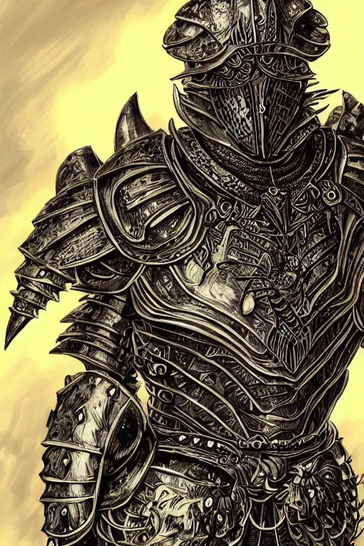 Image similar to human warrior, lobster themed armour, symmetrical, highly detailed, digital art, sharp focus, trending on art station, kentaro miura manga art style