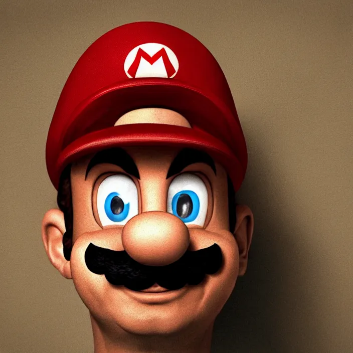 Image similar to portrait of super mario, sad, by irving penn