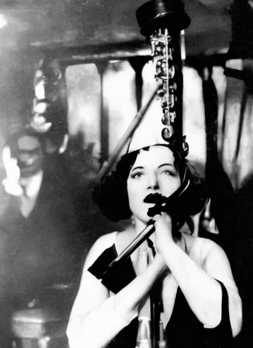 Prompt: a photograph of a jazz singer at a speakeasy, 1 9 2 0 s