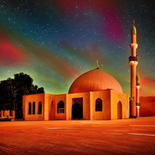 Image similar to mosque surrounded by nebula clouds