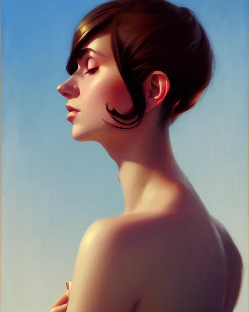 Image similar to stylized portrait of an artistic pose, composition, young fancy lady, realistic shaded, fine details, realistic shaded lighting poster by ilya kuvshinov, magali villeneuve, artgerm, jeremy lipkin and michael garmash and rob rey