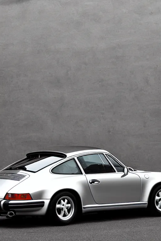 Image similar to Photo of a silver Porsche 911 Carrera 3.2 parked on a dock in Lake Como, daylight, dramatic lighting, award winning, highly detailed, 1980s, luxury lifestyle, fine art print, best selling.