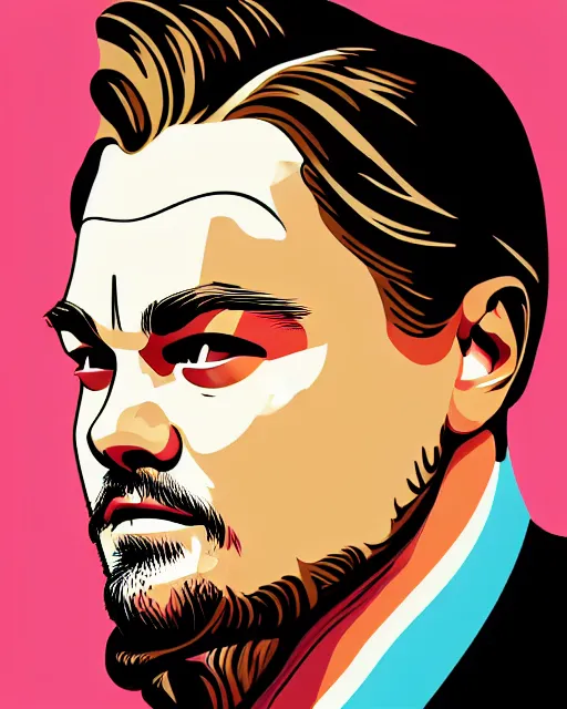 Image similar to painting portrait of leonardo dicaprio as a carp, cartoon, warm lighting, leonardo dicaprio has an carp body, movie poster, illustration by bartek fedyczak, erak note, tooth wu, neil richards, kan liu, siwoo kim, jisu choe, trending on art station