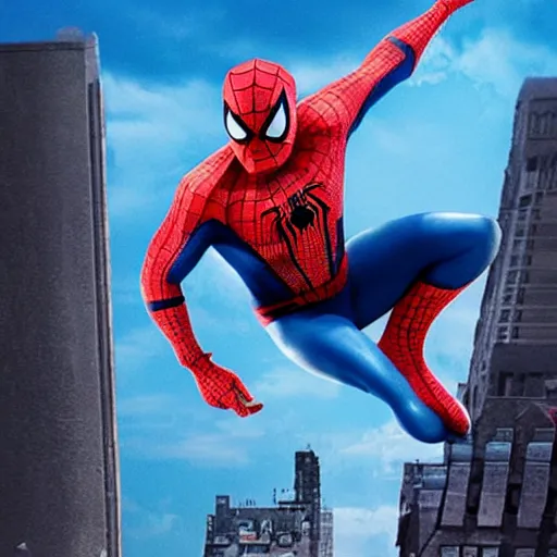 Image similar to patrick star as spiderman movie poster
