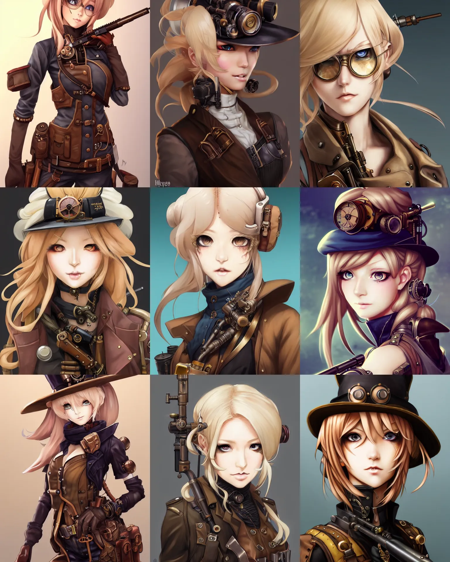 Prompt: character concept art of a steampunk woman sniper | | blonde, anime, close up, cute - fine - face, pretty face, realistic shaded perfect face, fine details by hyeyoung kim, stanley artgerm lau, wlop, rossdraws, james jean, andrei riabovitchev, marc simonetti, and sakimichan, trending on artstation