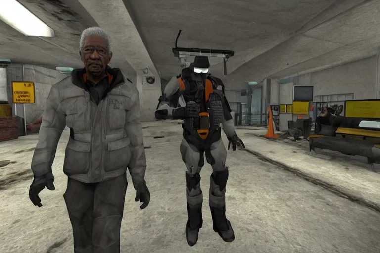 Image similar to morgan freeman in half life 2