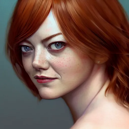 Image similar to emma stone, absurdly beautiful, elegant, young sensual graceful, ultrafine hyperrealistic detailed face illustration by kim jung gi, irakli nadar, sharp focus, saturated colors, octopath traveler, final fantasy, unreal engine highly rendered, global illumination, radiant light, intricate environment