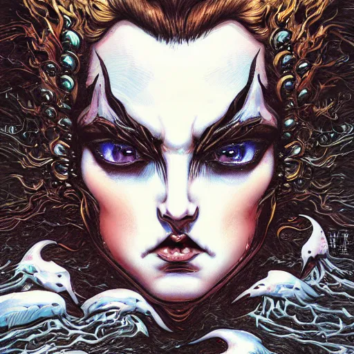 Image similar to closeup of black swan melting, castelvania, by yoichi hatakenaka, masamune shirow, josan gonzales and dan mumford, ayami kojima, takato yamamoto, barclay shaw, karol bak