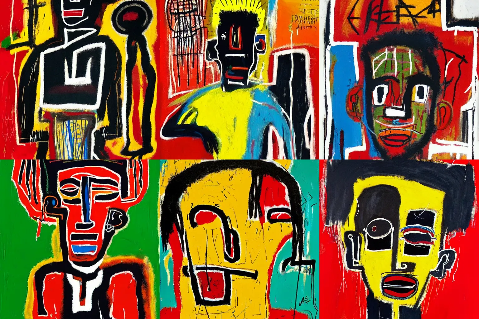 Image similar to painting of an african man by jean-michel basquiat