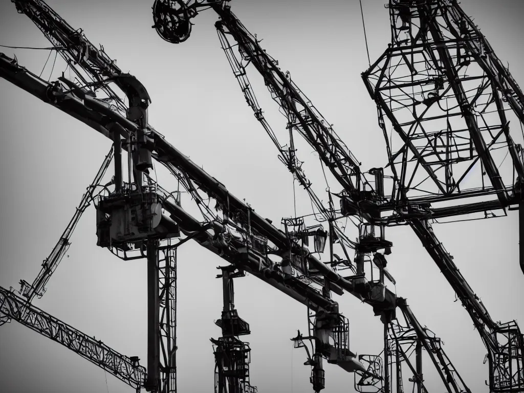 Prompt: industrial revolution crane, close up