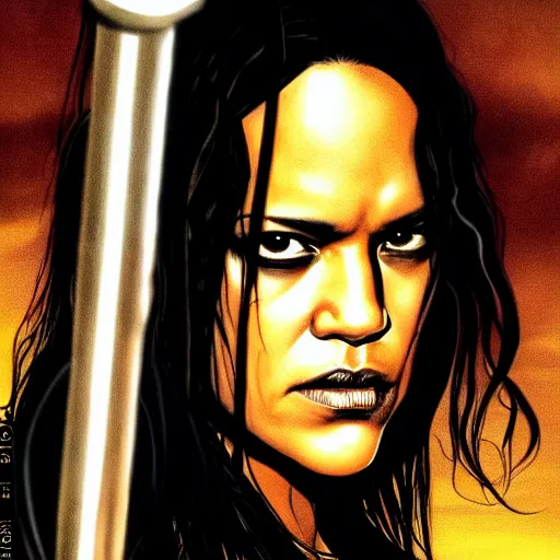 Image similar to michelle rodriguez as mazikeen, portrait,