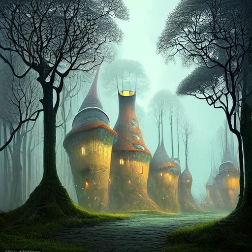 Image similar to gediminas pranckevicius nordic city surrounded by forest in the style of a dnd painting, matte painting, dungeons and dragons, wizards of the coast