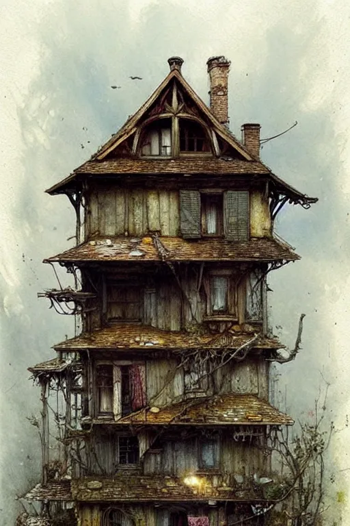 Image similar to (((((a multistory ramshackle fairytale house))))) by Jean-Baptiste Monge!!!!!!!!!!!!!!!!!!!!!!!!!!!