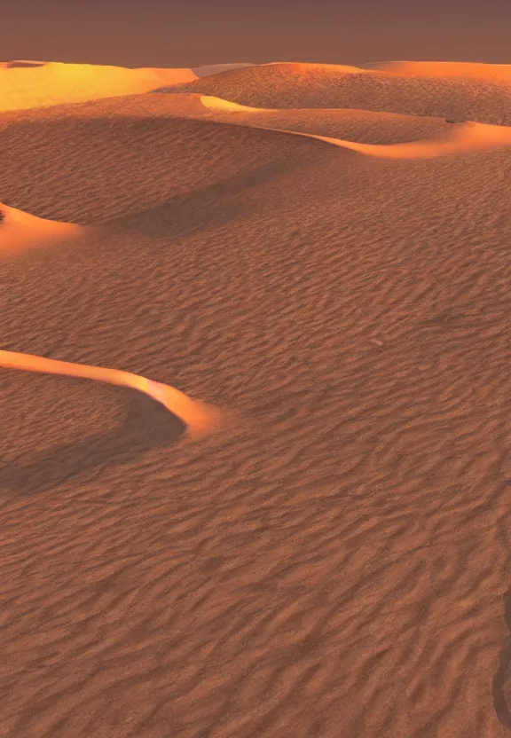 Prompt: desert landscape covered in sound waves, unreal engine, 4k render