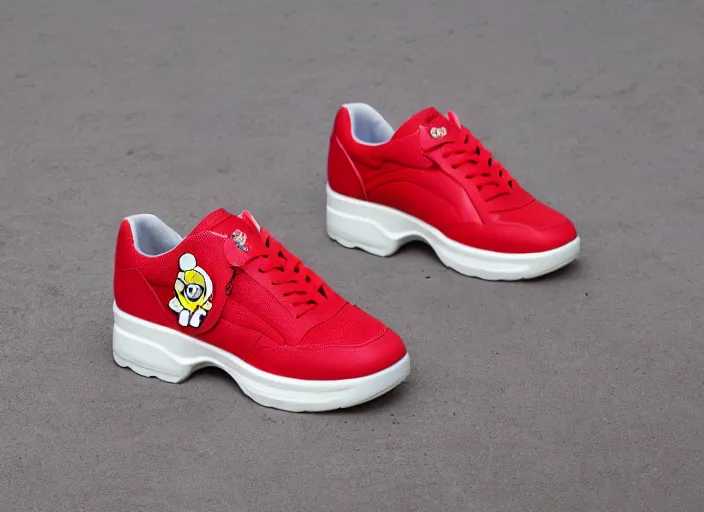 Image similar to Jollibee sneakers designed by Junya Watanabe