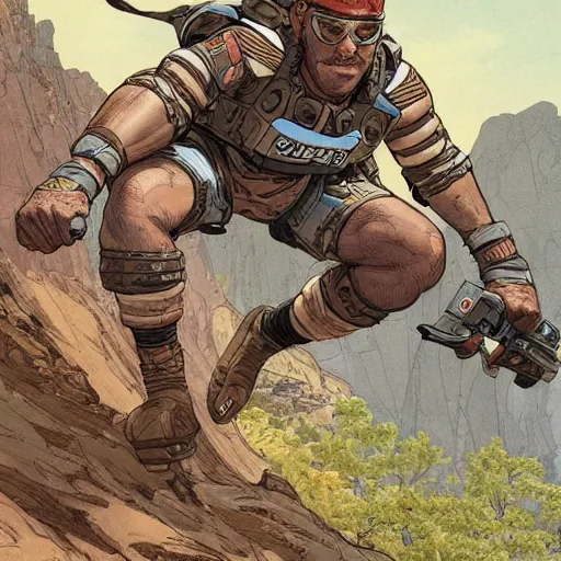 Image similar to apex legends armbar. concept art by james gurney and mœbius.