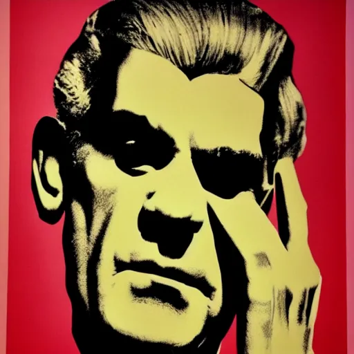 Prompt: boris karloff silk screen portrait by andy warhol, butcher billy style