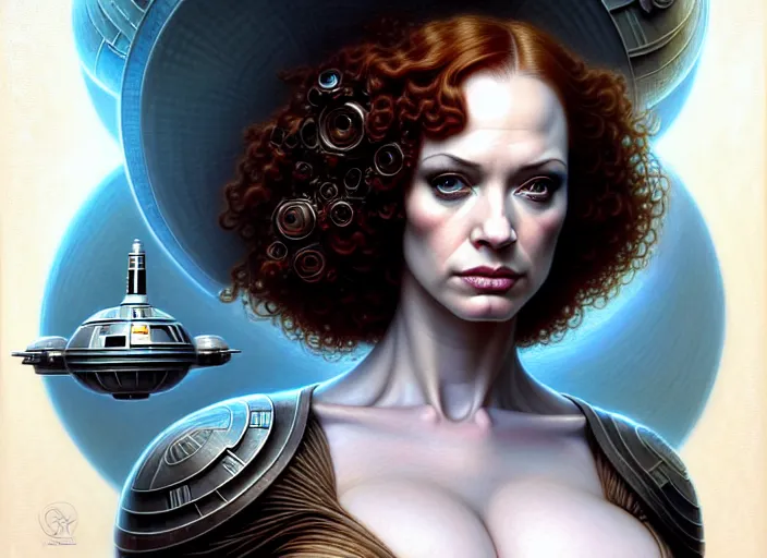 Prompt: symmetrical!!! upper body portrait shot of christina hendricks in star wars, intricate, elegant, highly detailed, centered, digital painting, artstation, concept art, smooth, sharp focus, illustration, artgerm, tomasz alen kopera, peter mohrbacher, donato giancola, joseph christian leyendecker, wlop, boris vallejo