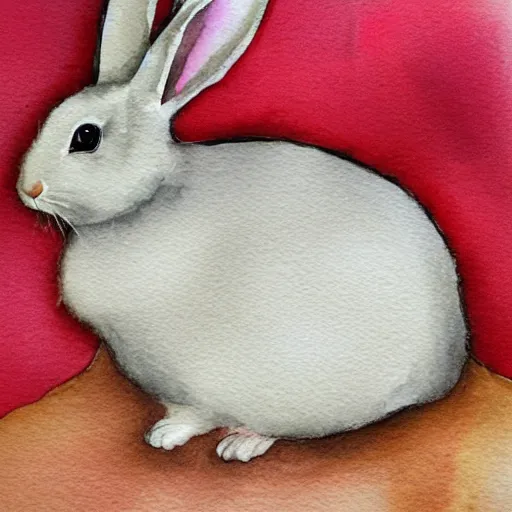 Image similar to a rabbit wearing a beautiful white dress, watercolour, realistic