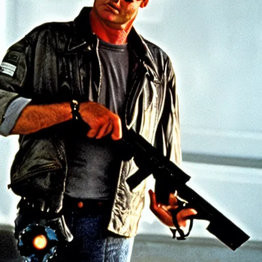 Image similar to bill murray plays the terminator, movie still, promotional shot