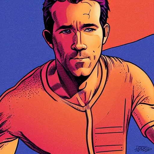 Image similar to “ ryan reynolds retro minimalist portrait by jean giraud, moebius starwatcher comic, 8 k ”