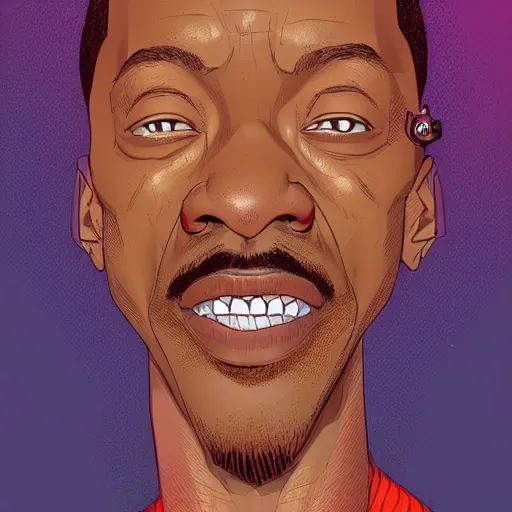 Image similar to a study of cell shaded portrait of Cartoonish Eddie Murphy concept art, llustration, post grunge, concept art by josan gonzales and wlop, by james jean, Victo ngai, David Rubín, Mike Mignola, Laurie Greasley, highly detailed, sharp focus, alien, Trending on Artstation, HQ, deviantart, art by artgem