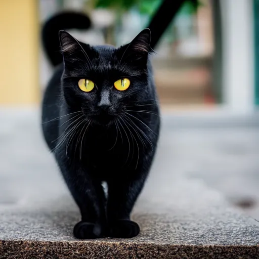 Prompt: black cat with red!!! eyes!!!, canon eos r 3, f / 1. 4, iso 2 0 0, 1 / 1 6 0 s, 8 k, raw, unedited, symmetrical balance, in - frame