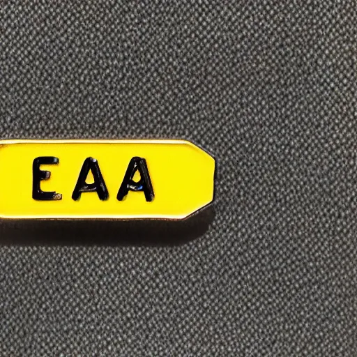 Image similar to a diamond enamel pin of a caution exclamation mark warning label, smooth curves