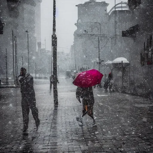 Prompt: city of rio de janeiro snowing, photography award photo