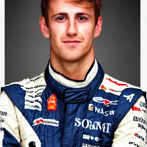 Image similar to a realistic detailed photo of a handsome guy who is an f 1 driver