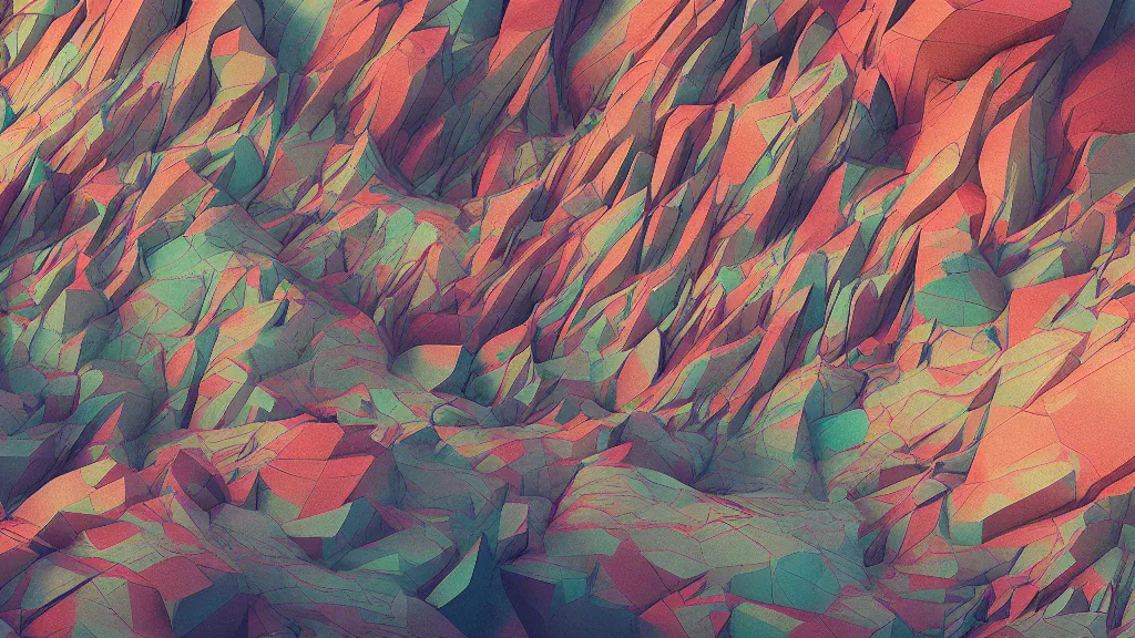 Image similar to vivid color, sedimentary schematic, architectural drawing with from layers of strata by James jean, geology, octane render in the style of Luis García Mozos