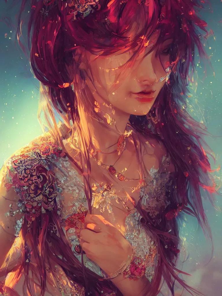 Image similar to a beautiful bohemian girl, intricate, highly detailed, digital painting, Pixiv, Artstation, official media, anime key visual, concept art, rich vivid colors, ambient lighting, sharp focus, illustration, art by WLOP