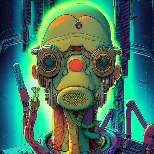 Prompt: h 0 c 0 k futurama cyberpunk portrait by gaston bussierre and charles vess and james jean and erik jones and rhads, inspired by rick and morty, huge scale, beautiful fine face features, intricate high details, sharp, ultradetailed