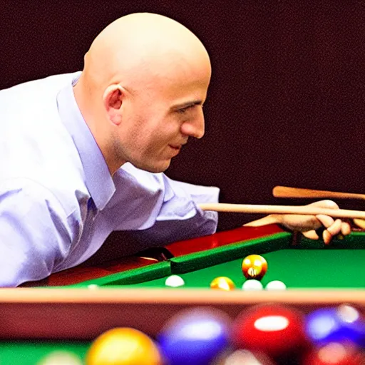 Image similar to bald guy playing pool