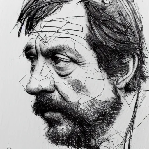 Image similar to a realistic yet scraggly portrait sketch of the side profile of a stern and sophisticated jay kay, trending on artstation, intricate details, in the style of frank auerbach, in the style of sergio aragones, in the style of martin ansin, in the style of david aja, in the style of mattias adolfsson