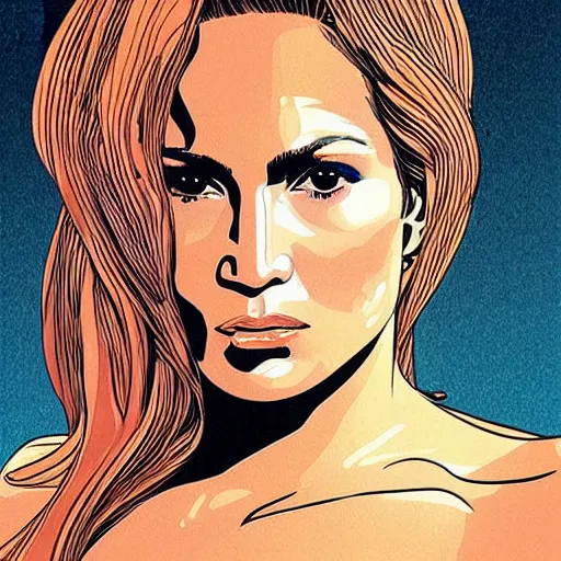 Image similar to “ jennifer lopez retro minimalist portrait by jean giraud, moebius starwatcher comic, sharp, smooth face, 8 k ”