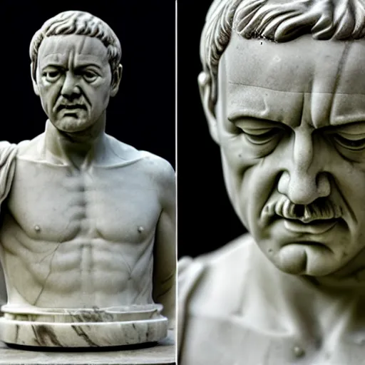 Prompt: kevin spacey as a greek marble statue