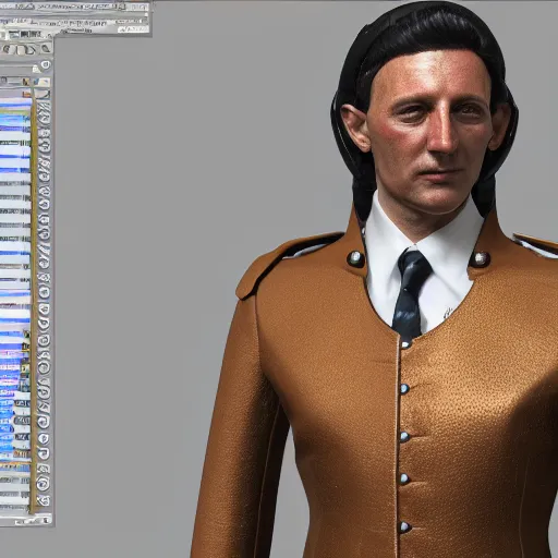 Prompt: british lord wearing expensive israeli suit designed by michaelo angelo, frame focused on face and upper body, created with metahuman in unreal engine, pbr materials, 4 k face texture