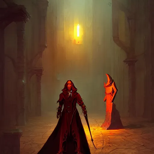 Image similar to adventure game npc by Marc simonetti, dark fantasy vampire world, inspired by Diablo concept art