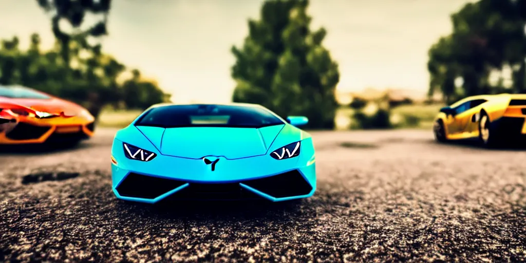 Image similar to Hot Wheels, lamborghini huracan, cinematic, 4K, HD, depth of field, bokeh.