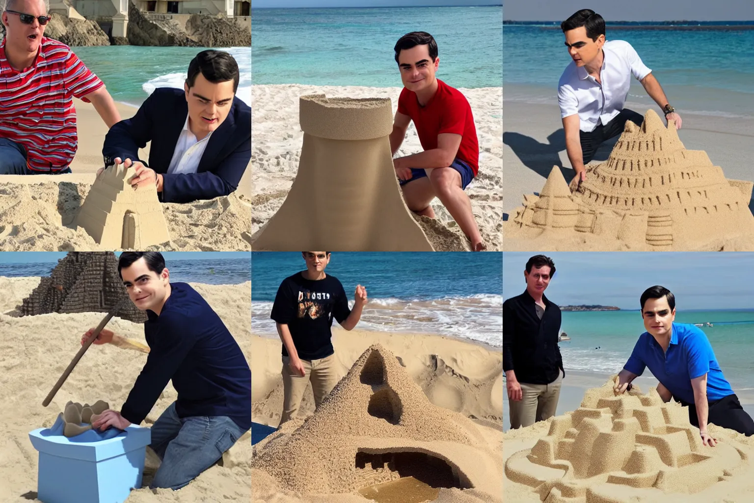 Prompt: ben shapiro destroying my sandcastle with facts and logic