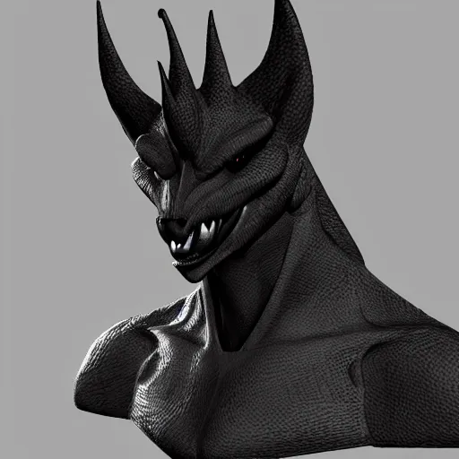 Prompt: close-up bust of an anthropomorphic dragon made of shadow and darkness; high quality, artstation, Furaffinity, deviantart