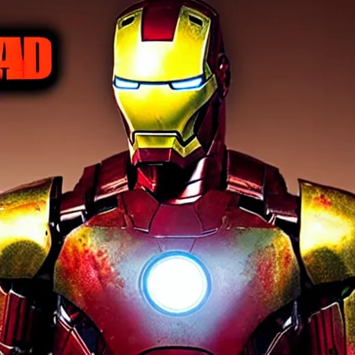 Image similar to iron man in the walking dead 4 k detailed super realistic