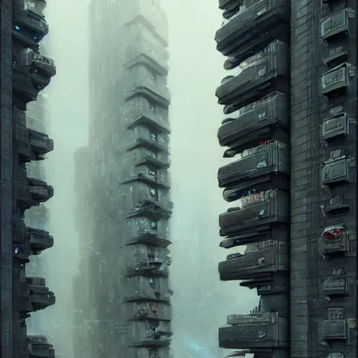 Image similar to highly detailed brutalist architecture city, star wars imperial style, while it's raining, stephen bliss, unreal engine, fantasy art by greg rutkowski, loish, rhads, ferdinand knab, makoto shinkai, ilya kuvshinov, rossdraws, global illumination, radiant light, detailed and intricate environment