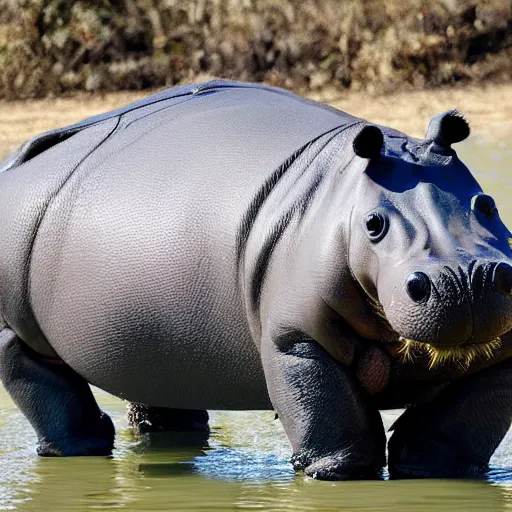 Image similar to photo of a hybrid between a hippo and a walrus