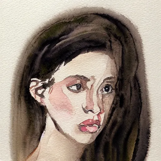 Prompt: female portrait, watercolor