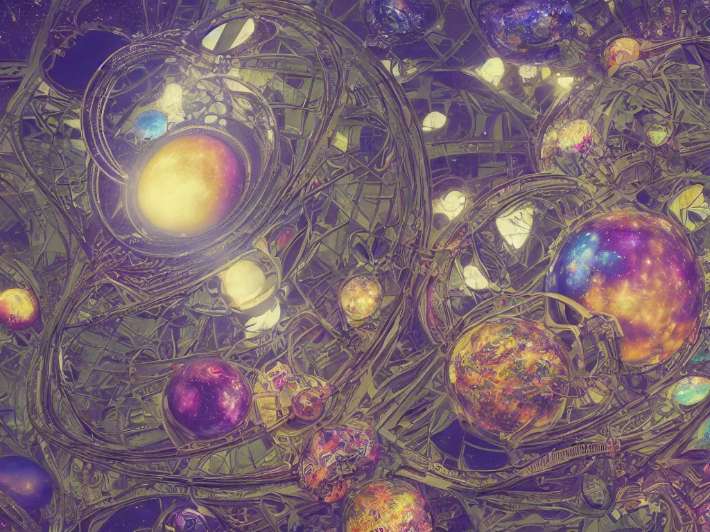 Image similar to The universe is a spheroid region 705 meters in diameter, 3d render, Sunlight Study, by Margaret Mee and ((((Lisa Frank)))), Art Nouveau, 8k, extreme detail, sharp focus, octane render