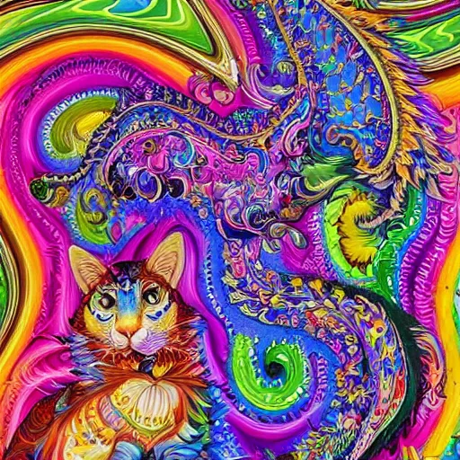 Prompt: an incredibly detailed masterpiece collaborative painting by Lisa Frank, ornate, detailed, high resolution, wow!, intricate